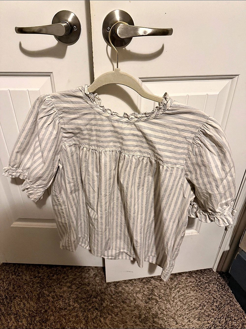 Madewell Striped Short Sleeve Blouse White & gray Small